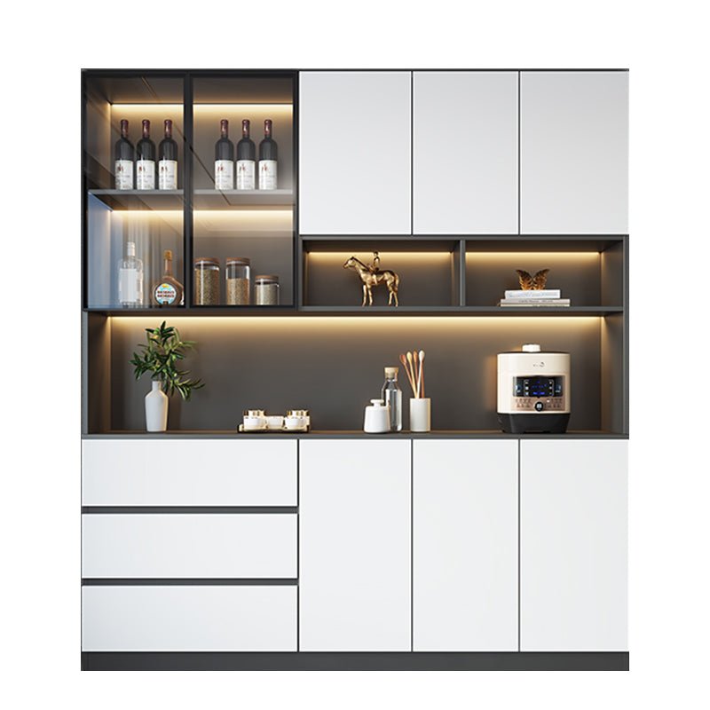 Modern Glass Adjustable Shelving Doors Wood Sideboard Cabinet with Cabinets and Drawers