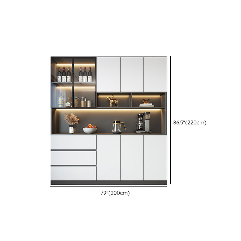 Modern Glass Adjustable Shelving Doors Wood Sideboard Cabinet with Cabinets and Drawers