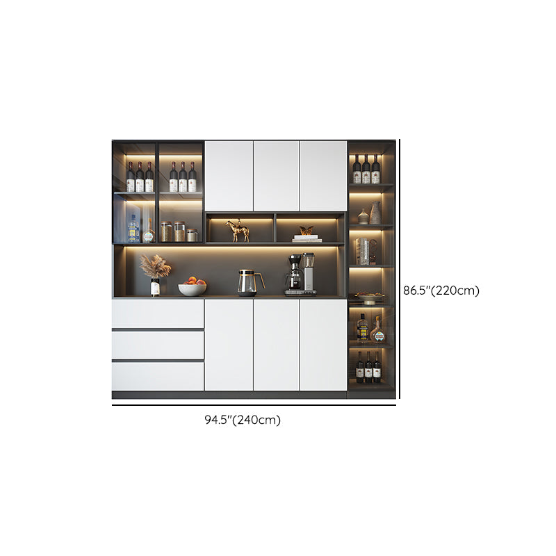 Modern Glass Adjustable Shelving Doors Wood Sideboard Cabinet with Cabinets and Drawers