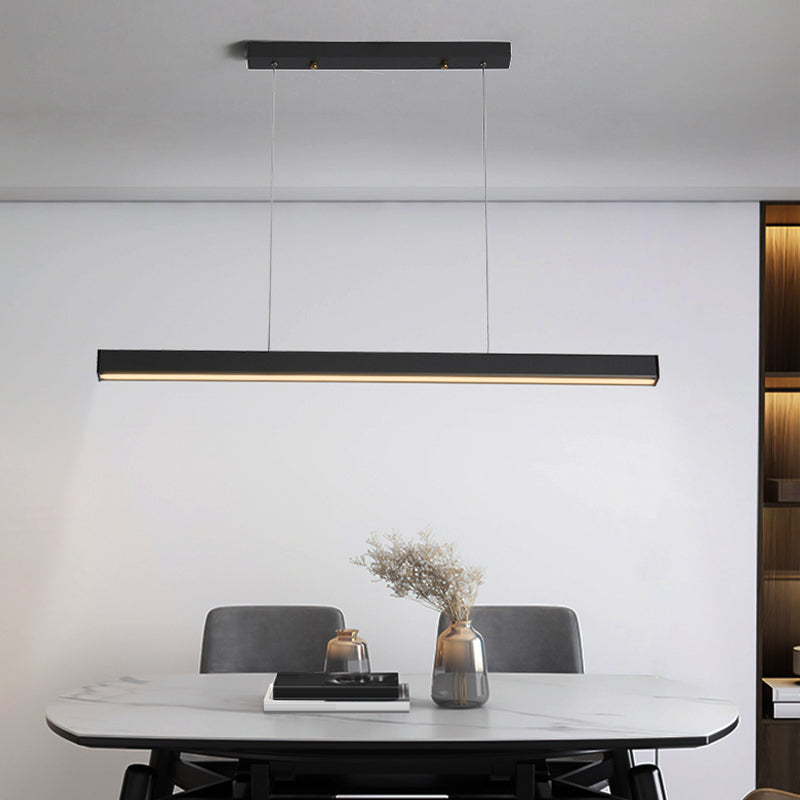 Linear Island Lighting Contemporary Metal 1 Light in Black for Dining Room