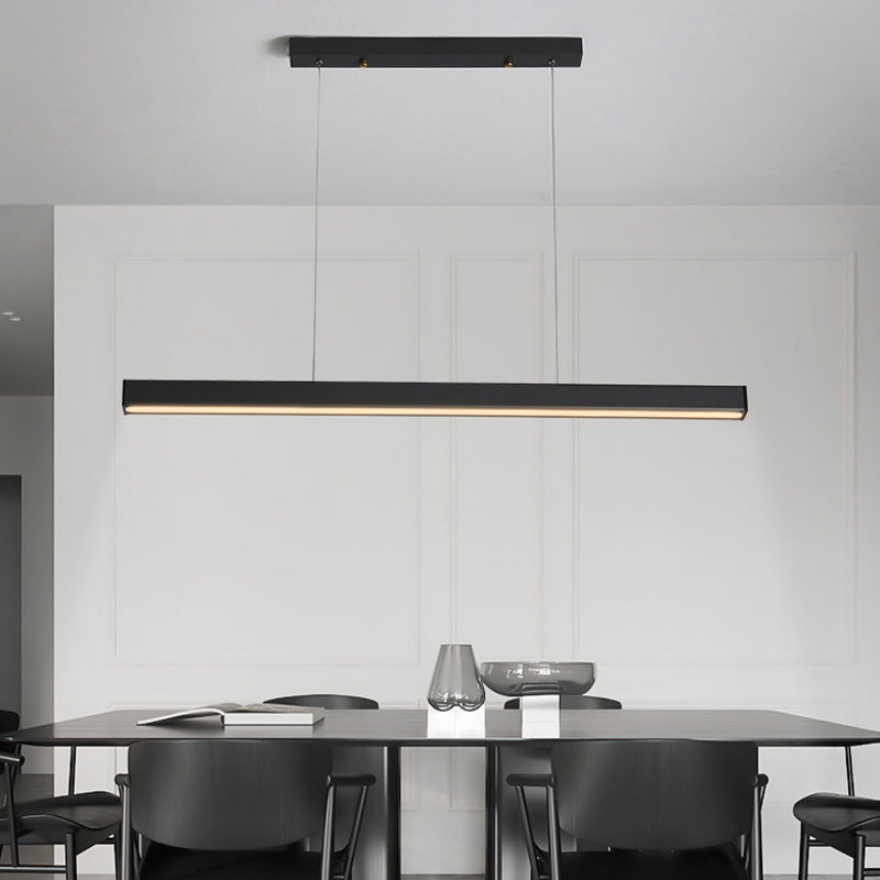 Linear Island Lighting Contemporary Metal 1 Light in Black for Dining Room