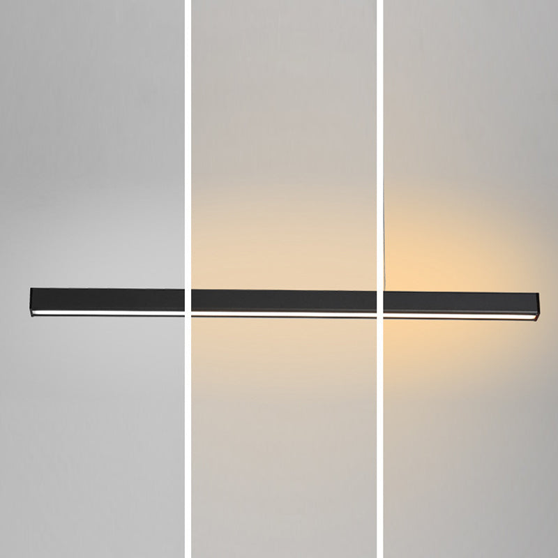 Linear Island Lighting Contemporary Metal 1 Light in Black for Dining Room