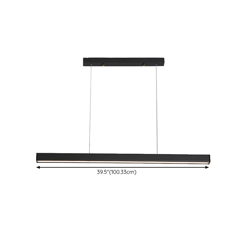 Linear Island Lighting Contemporary Metal 1 Light in Black for Dining Room