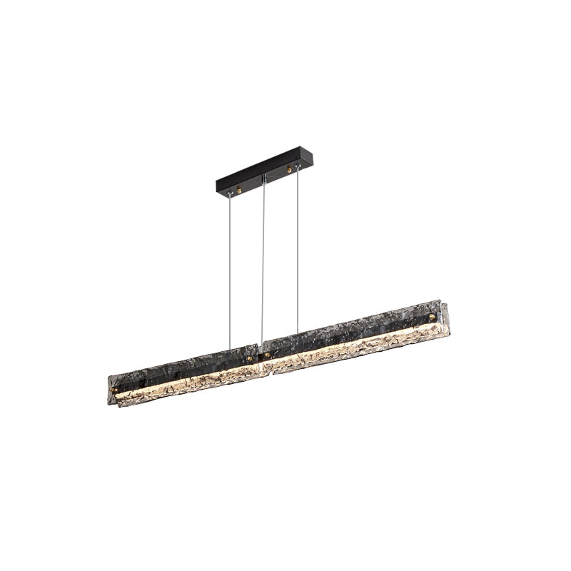 Contemporary Metal Linear Shape Pendant Light with Glass Shade for Dining Room