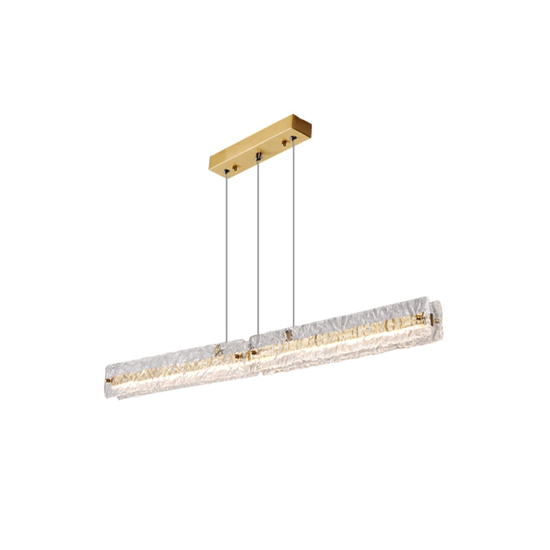 Contemporary Metal Linear Shape Pendant Light with Glass Shade for Dining Room