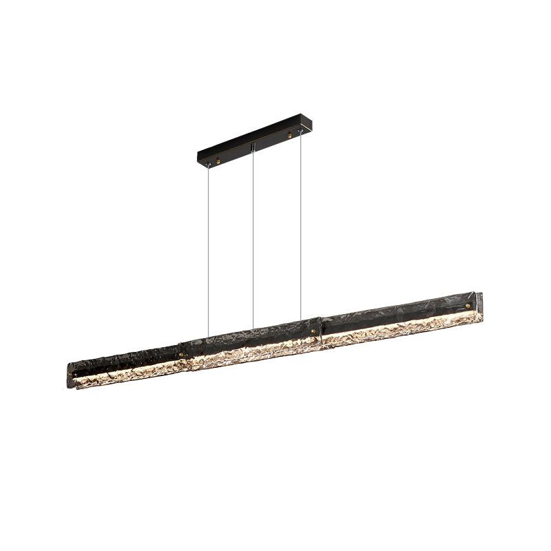 Contemporary Metal Linear Shape Pendant Light with Glass Shade for Dining Room