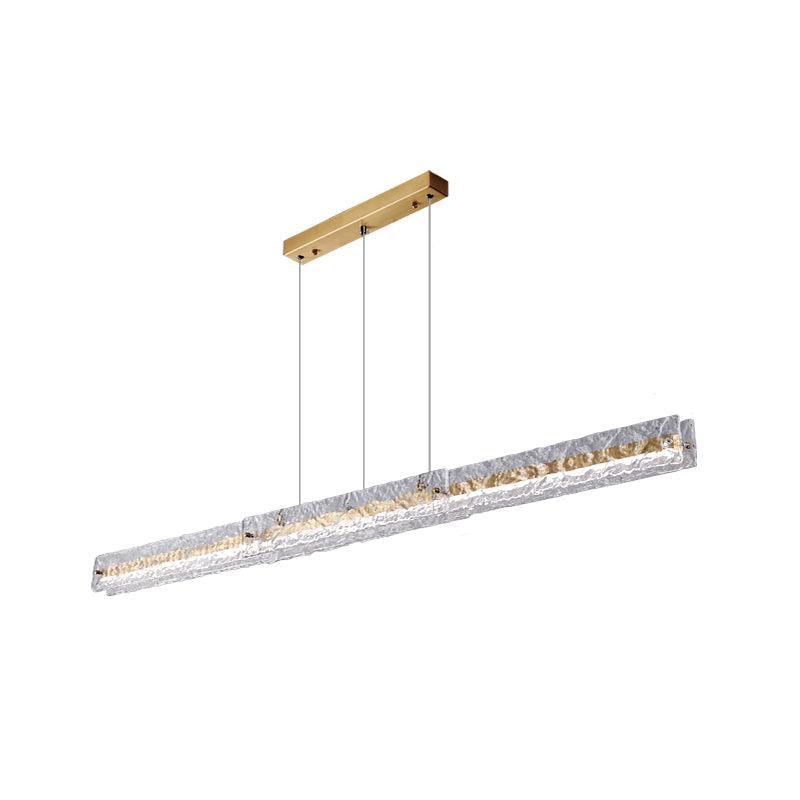 Contemporary Metal Linear Shape Pendant Light with Glass Shade for Dining Room