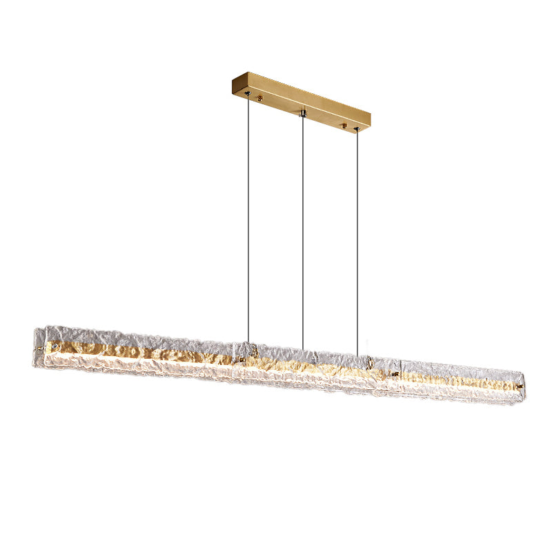 Contemporary Metal Linear Shape Pendant Light with Glass Shade for Dining Room