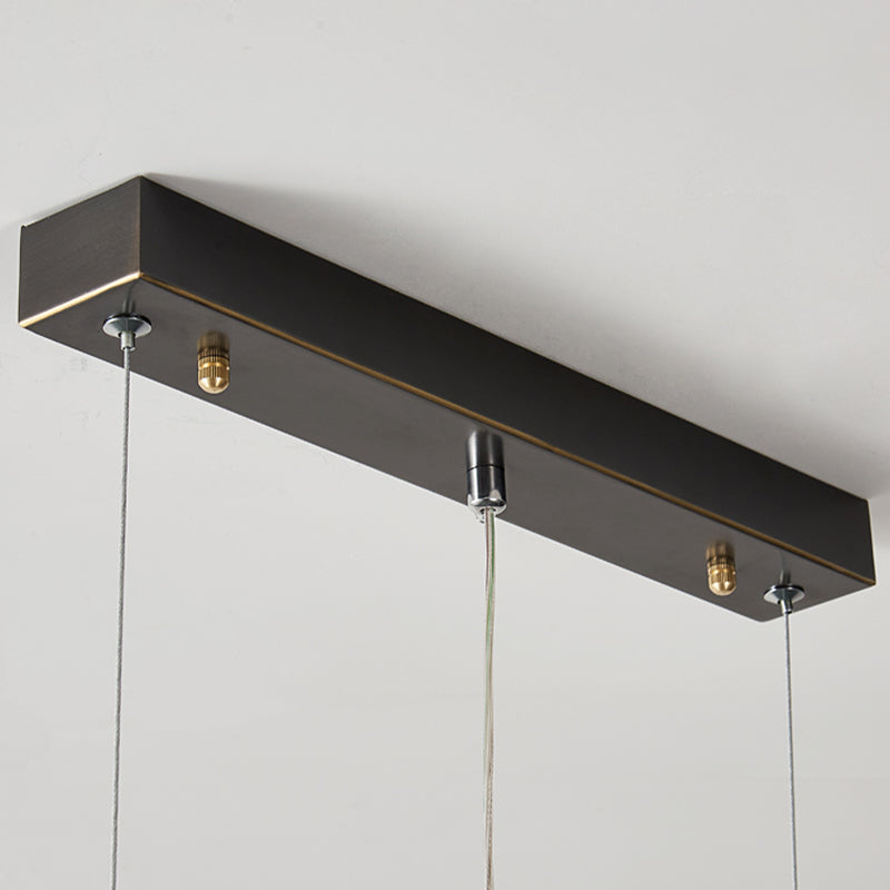 Contemporary Metal Linear Shape Pendant Light with Glass Shade for Dining Room