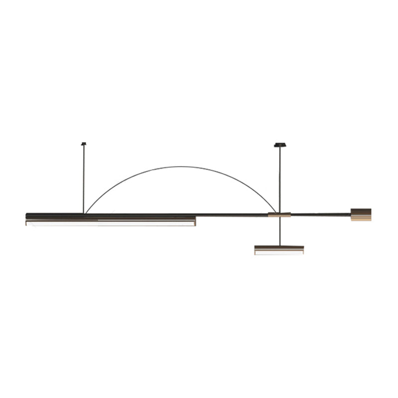 Metal Contemporary Linear Shape Pendant Light with Plastic Shade for Living Room
