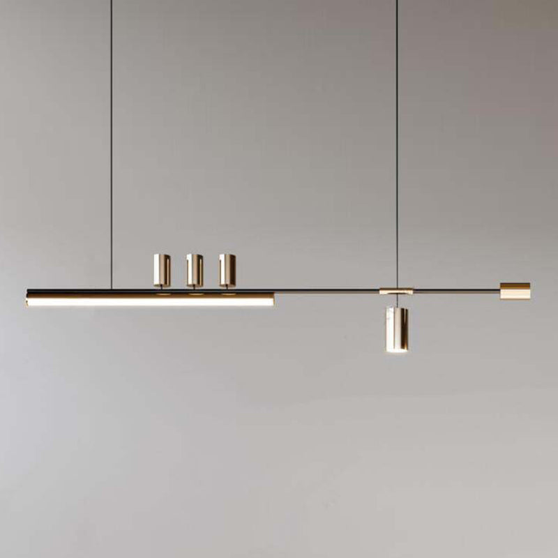 Metal Contemporary Linear Shape Pendant Light with Plastic Shade for Living Room