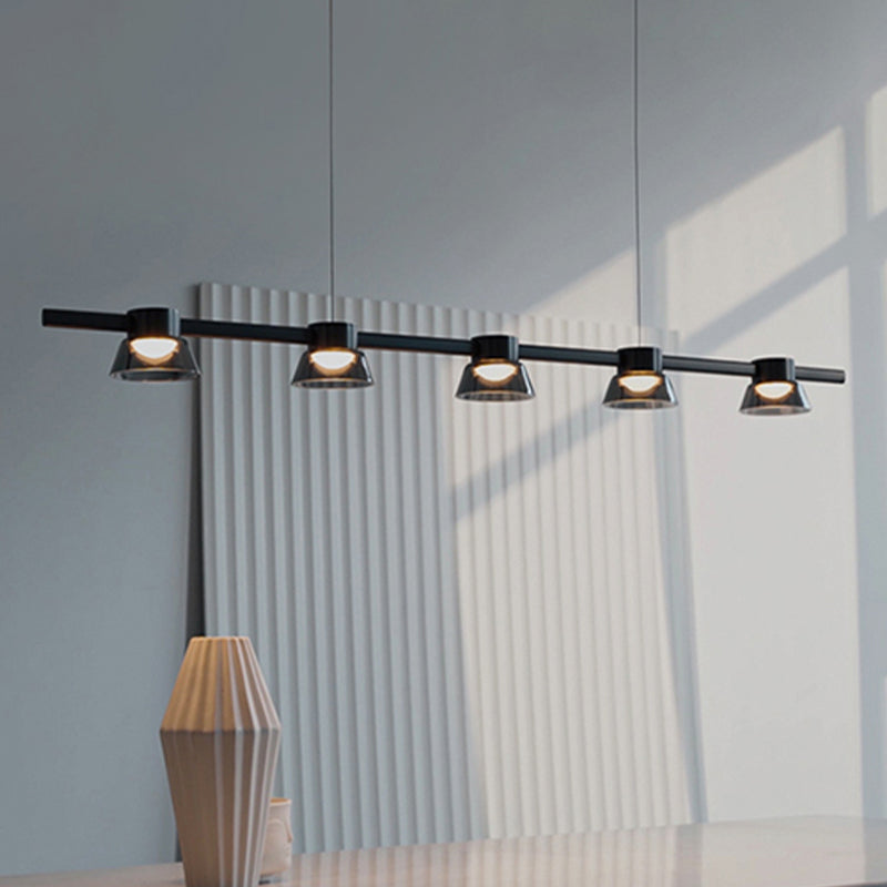 Linear Contemporary Glass Multi Lights Island Light in Black