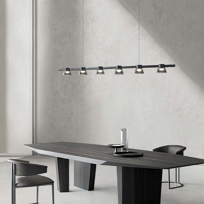 Linear Contemporary Glass Multi Lights Island Light in Black