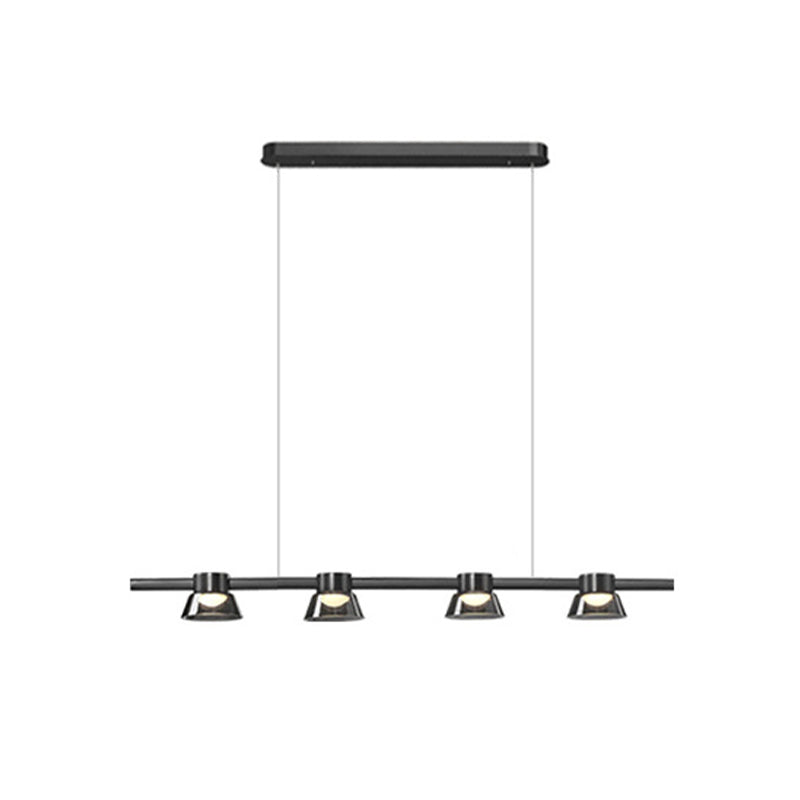 Linear Contemporary Glass Multi Lights Island Light in Black