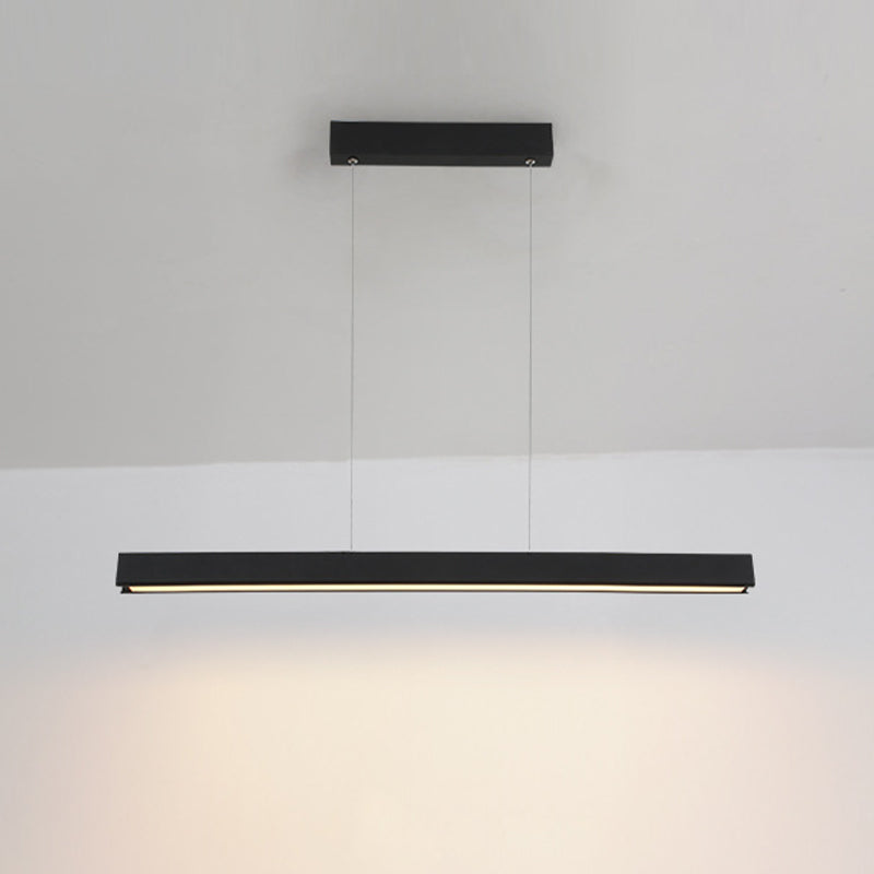 1 Light Linear Island Pendant Light Contemporary Metal in Black