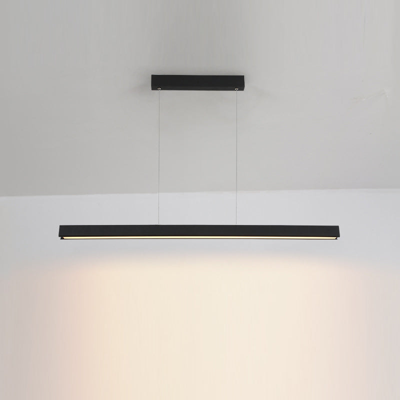 1 Light Linear Island Pendant Light Contemporary Metal in Black