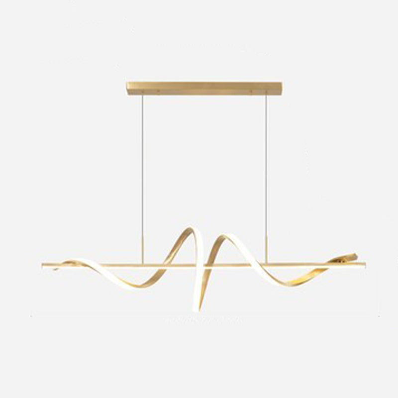 Metal Contemporary Linear Shape Pendant Light with Silicone Shade for Living Room