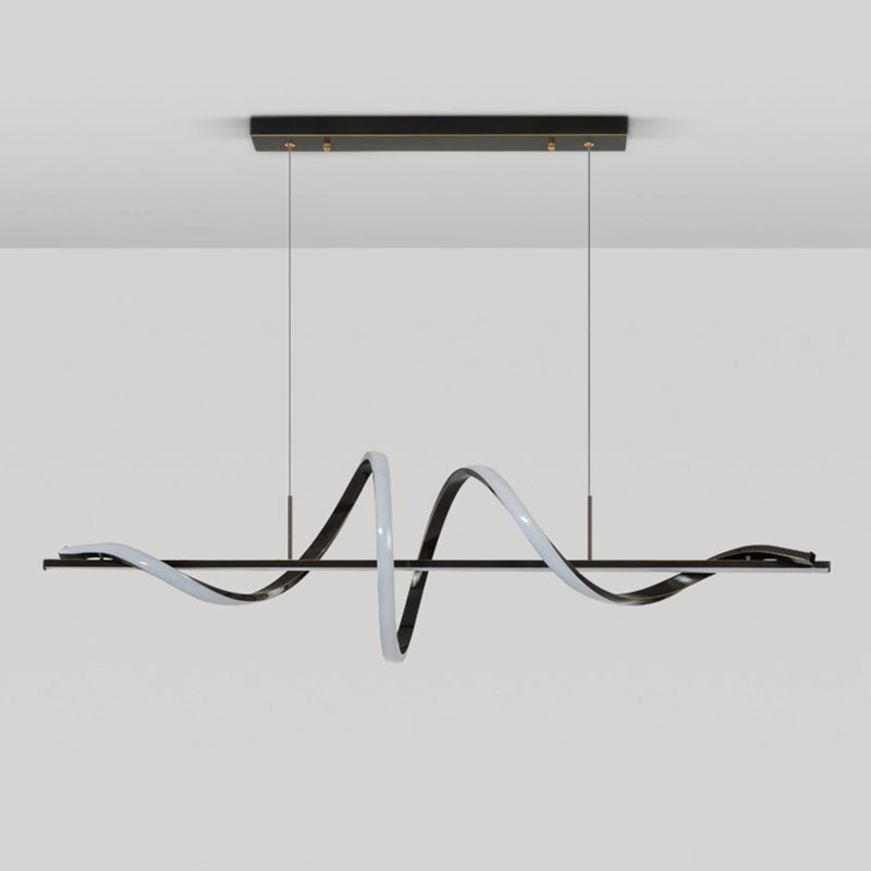 Metal Contemporary Linear Shape Pendant Light with Silicone Shade for Living Room
