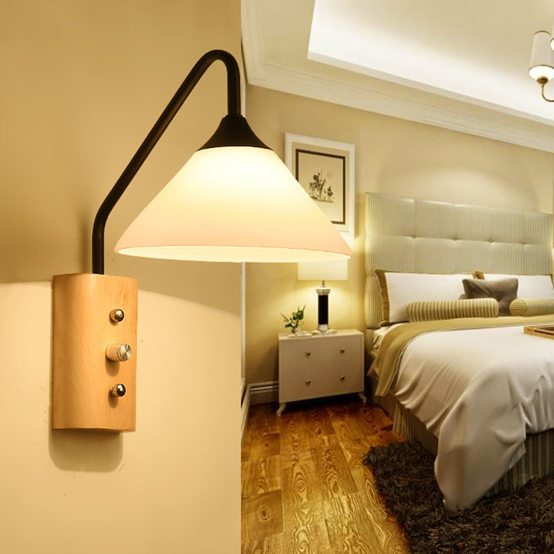 1 Light Simple Geometric Glass Wall Light Fixtures for Bedroom