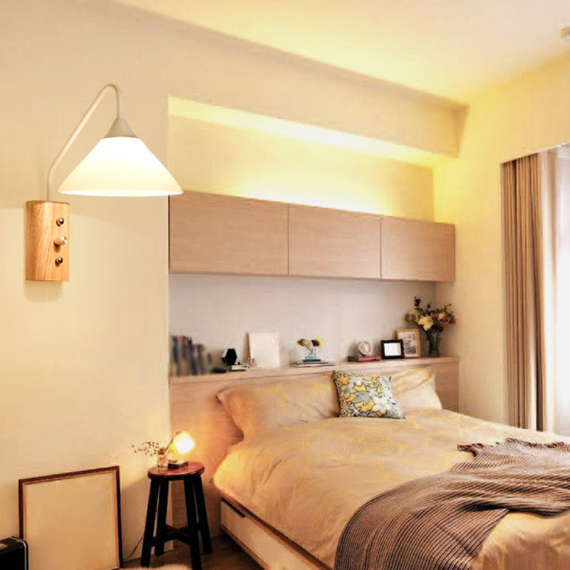 1 Light Simple Geometric Glass Wall Light Fixtures for Bedroom