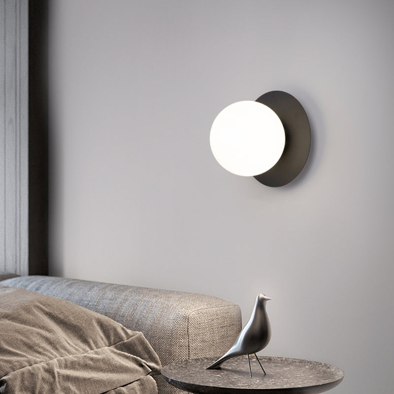 1-Light Wall Mount Light Spherical with Glass Shade for Living Room