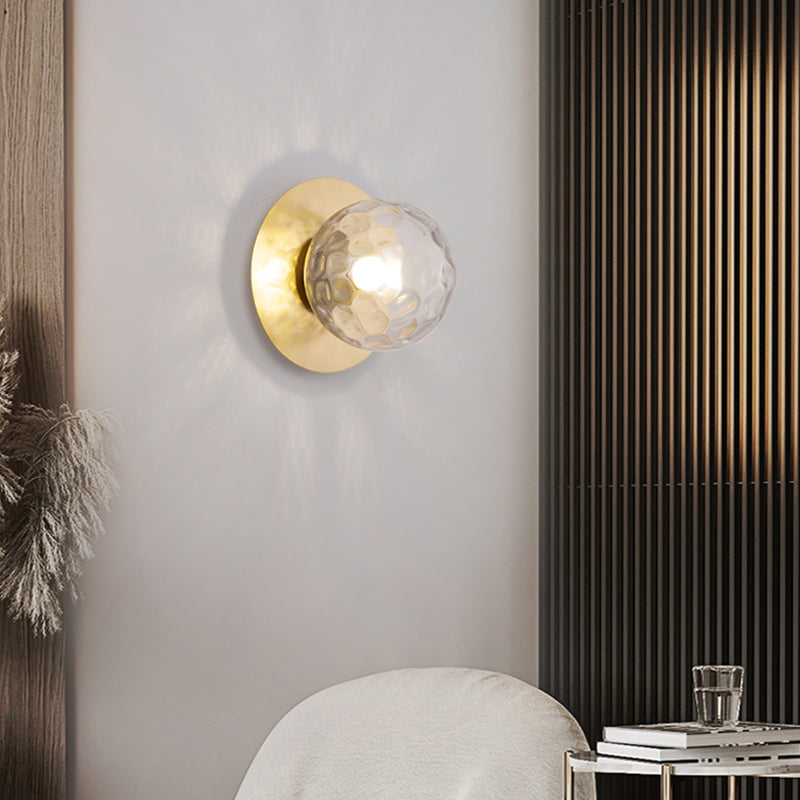 1-Light Wall Mount Light Spherical with Glass Shade for Living Room