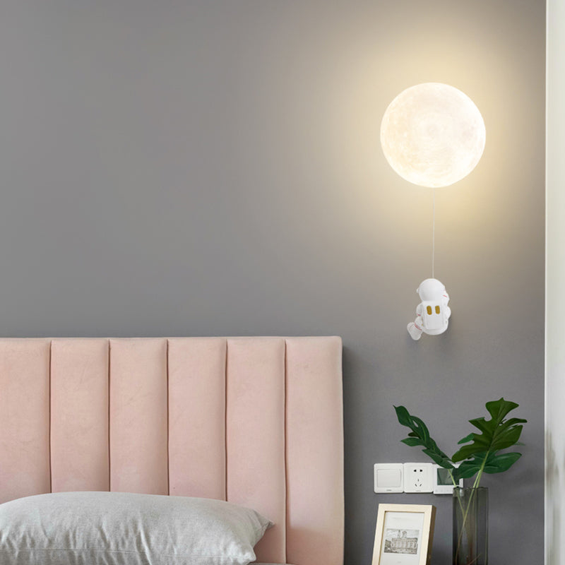 Modern Style Wall Mount Light 1-Light Spherical with Plastic Shade for Bedroom