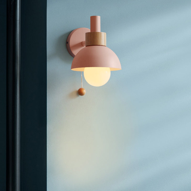 1 Light Dome Wall Sconce Lights Minimalist Metal for Bedroom