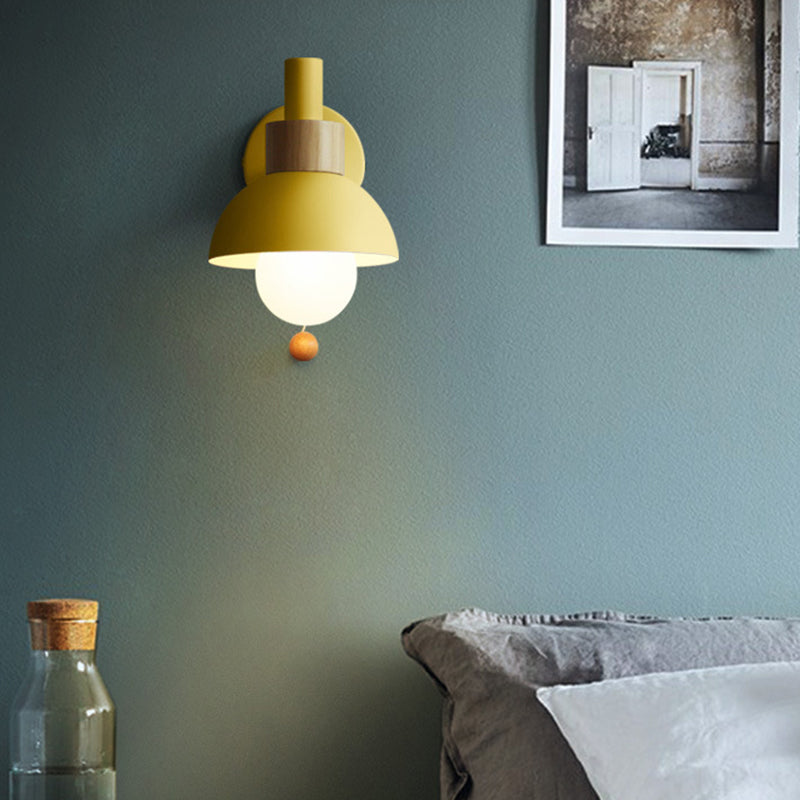1 Light Dome Wall Sconce Lights Minimalist Metal for Bedroom