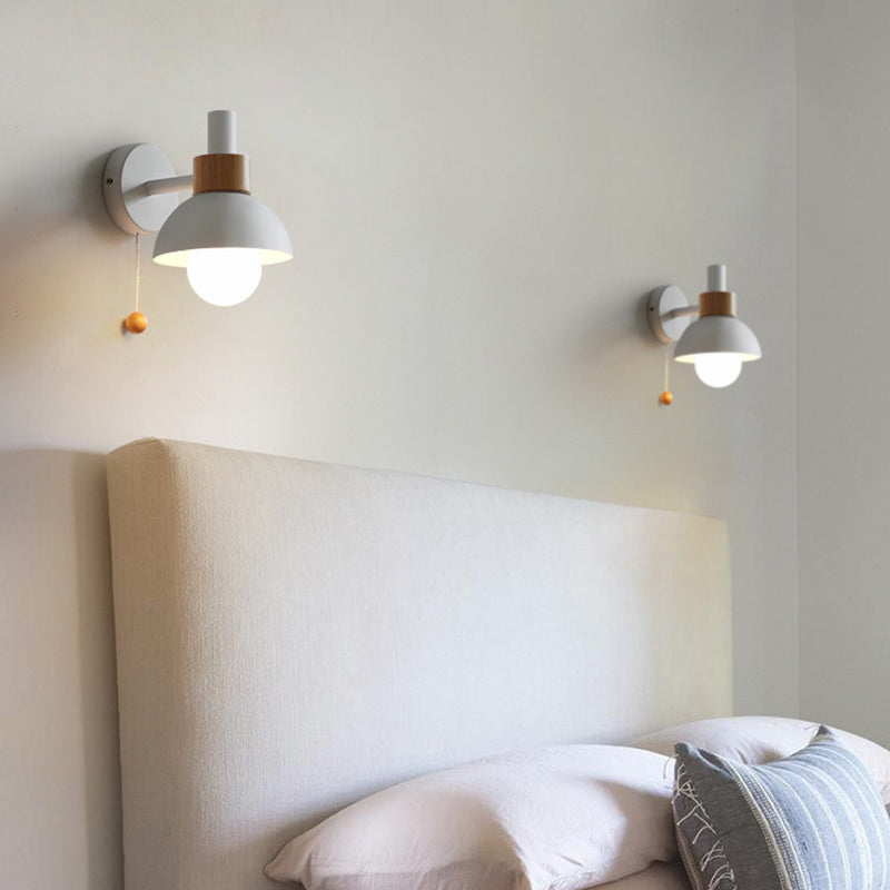 1 Light Dome Wall Sconce Lights Minimalist Metal for Bedroom
