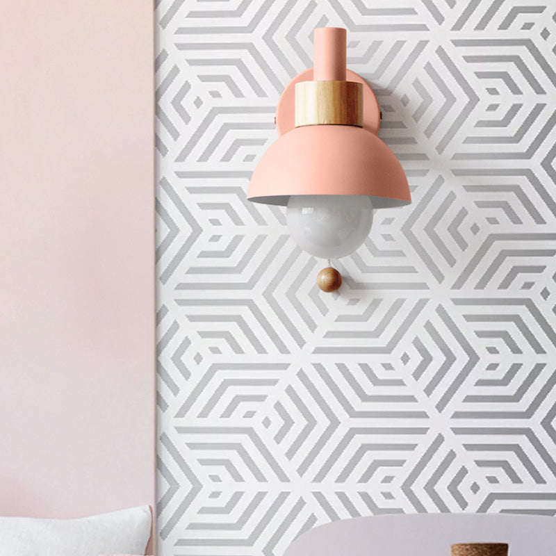 1 Light Dome Wall Sconce Lights Minimalist Metal for Bedroom
