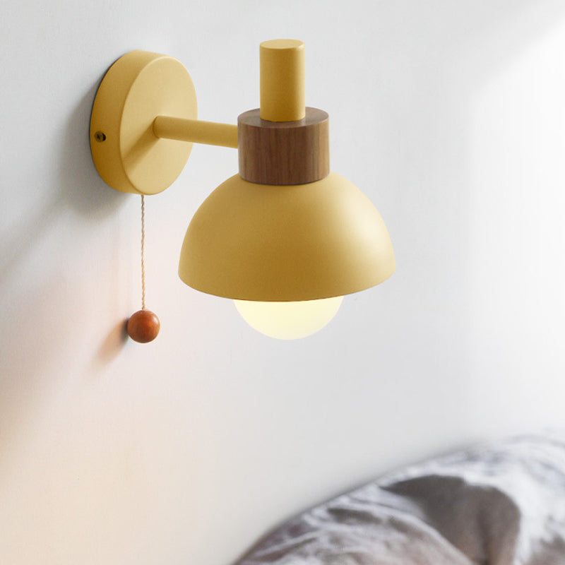 1 Light Dome Wall Sconce Lights Minimalist Metal for Bedroom