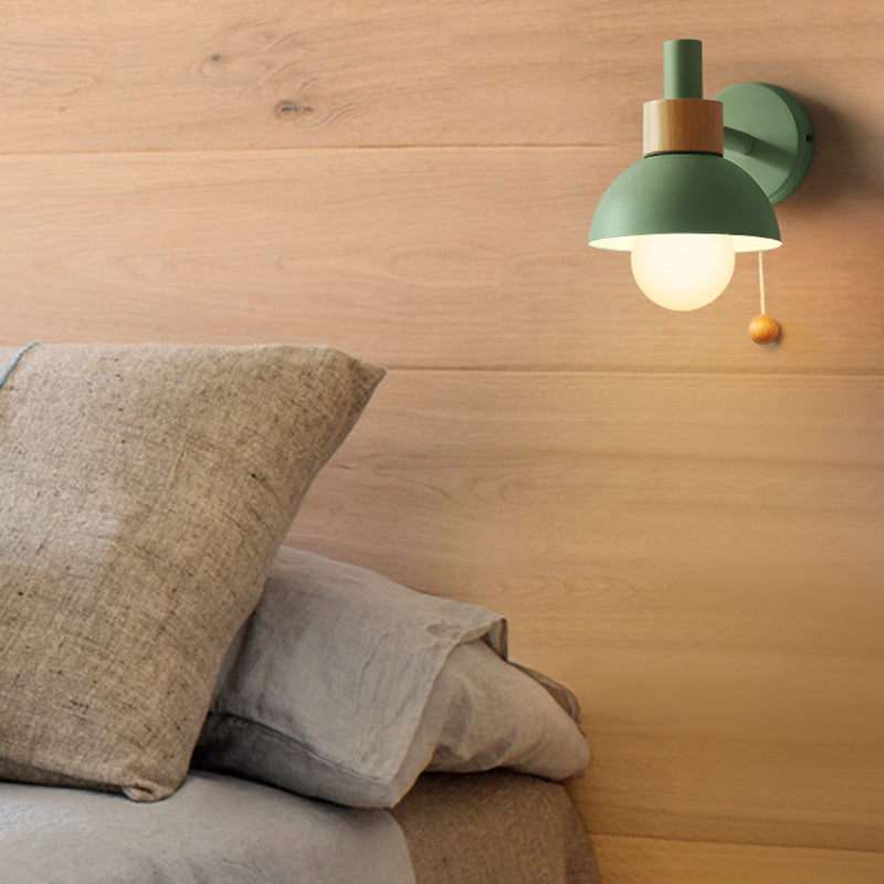 1 Light Dome Wall Sconce Lights Minimalist Metal for Bedroom