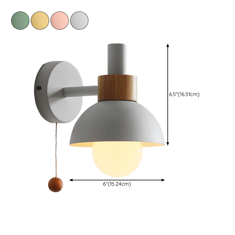 1 Light Dome Wall Sconce Lights Minimalist Metal for Bedroom