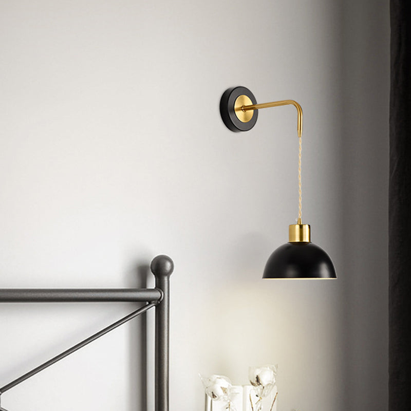 Metal Dome Simple 1 Light Wall Mounted Light Fixture for Bedroom