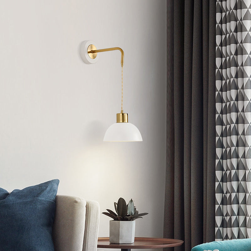 Metal Dome Simple 1 Light Wall Mounted Light Fixture for Bedroom