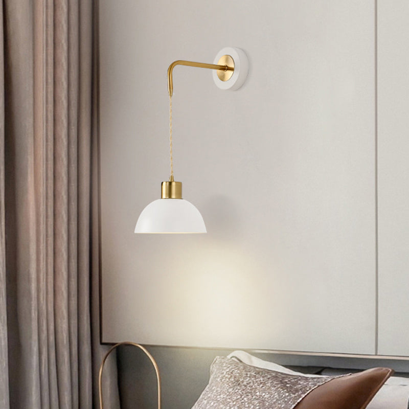 Metal Dome Simple 1 Light Wall Mounted Light Fixture for Bedroom