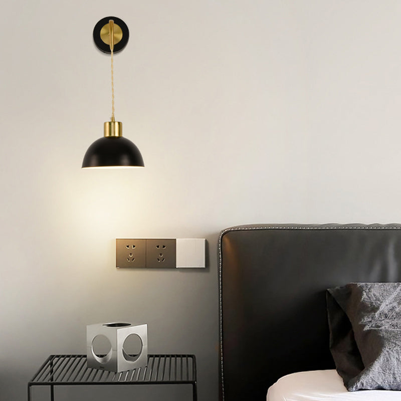 Metal Dome Simple 1 Light Wall Mounted Light Fixture for Bedroom