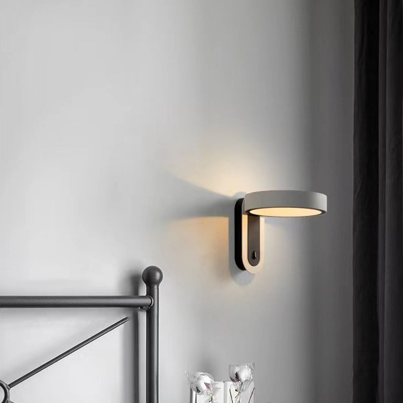 1 Light Geometric Wall Lighting Fixture Contemporary Metal in Grey
