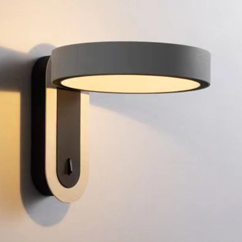 1 Light Geometric Wall Lighting Fixture Contemporary Metal in Grey