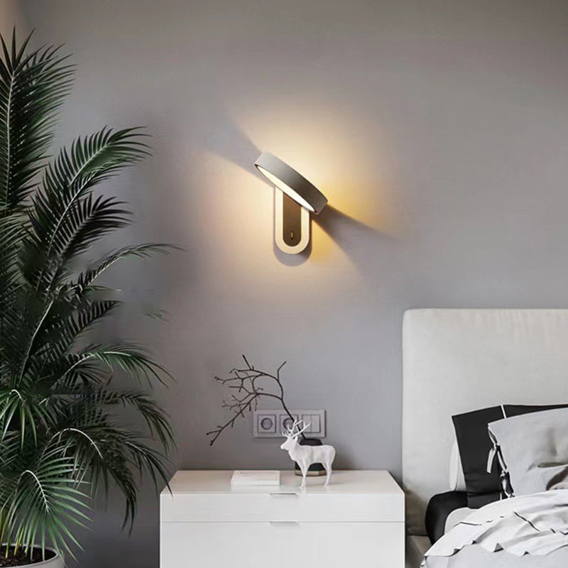1 Light Geometric Wall Lighting Fixture Contemporary Metal in Grey