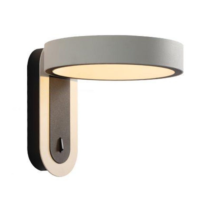 1 Light Geometric Wall Lighting Fixture Contemporary Metal in Grey