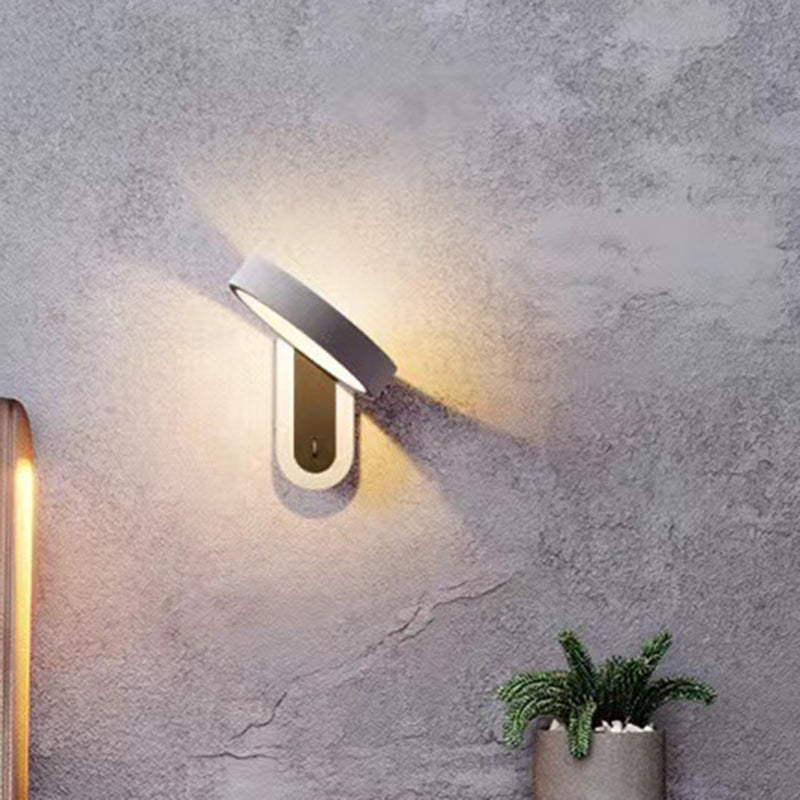 1 Light Geometric Wall Lighting Fixture Contemporary Metal in Grey