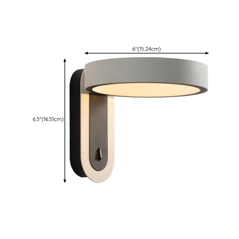 1 Light Geometric Wall Lighting Fixture Contemporary Metal in Grey