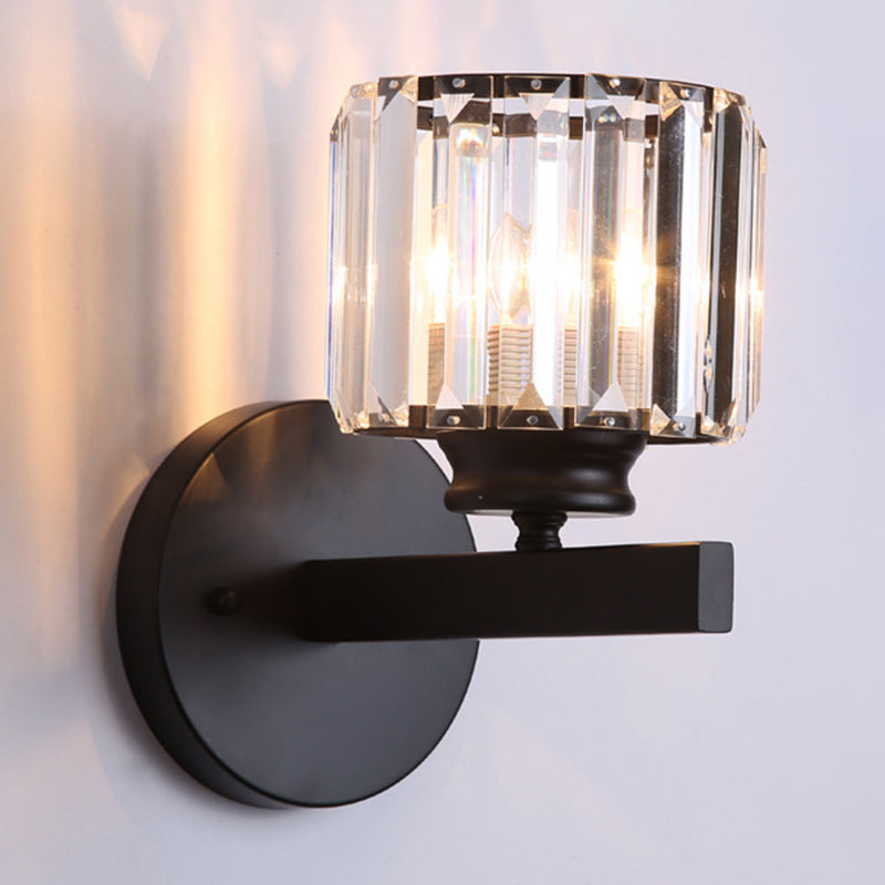 1 Light Geometric Wall Mounted Lamp Simplicity Crystal in Black/Gold