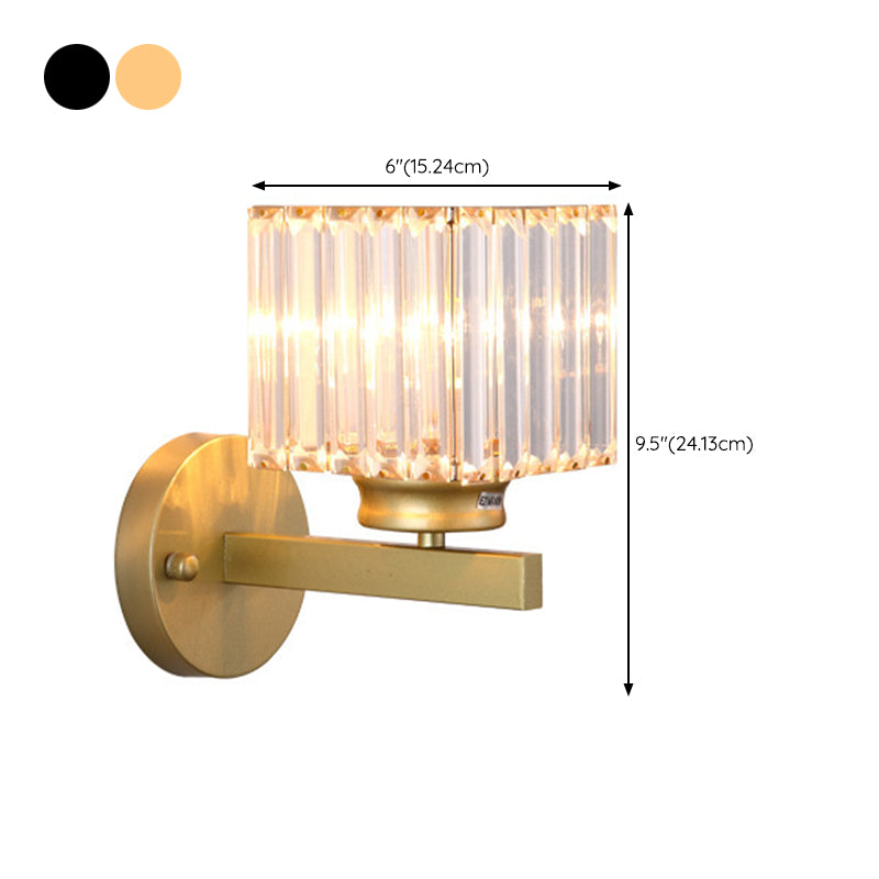 1 Light Geometric Wall Mounted Lamp Simplicity Crystal in Black/Gold