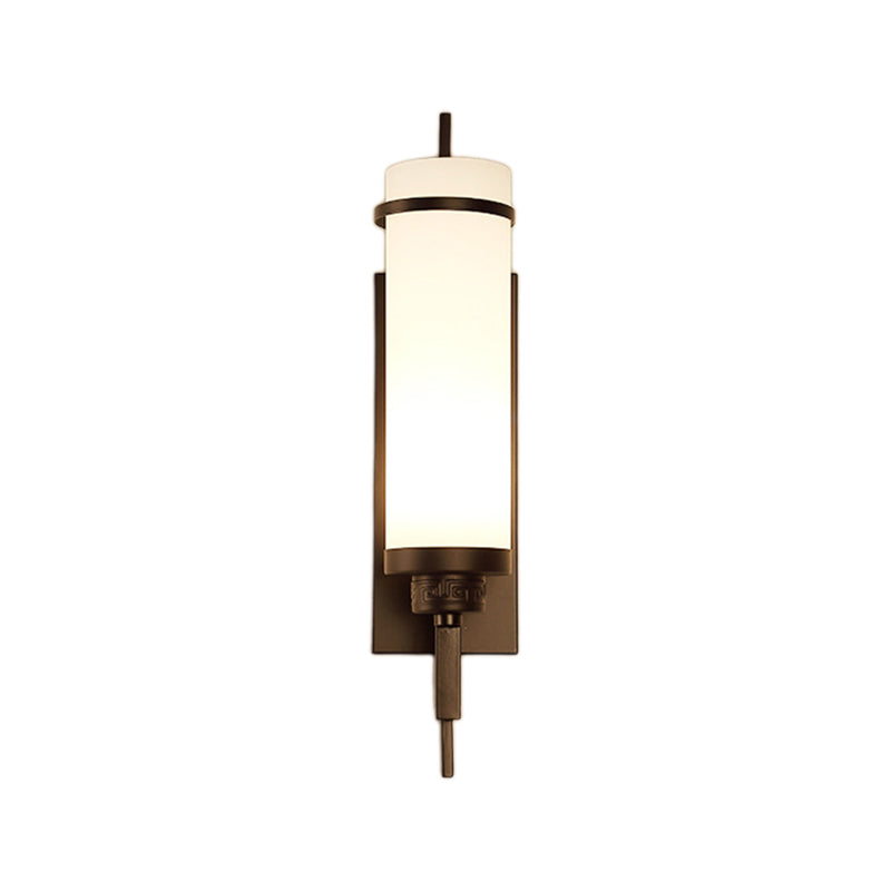 1 Light Cylinder Wall Light Fixture Modern Glass in Gold/White