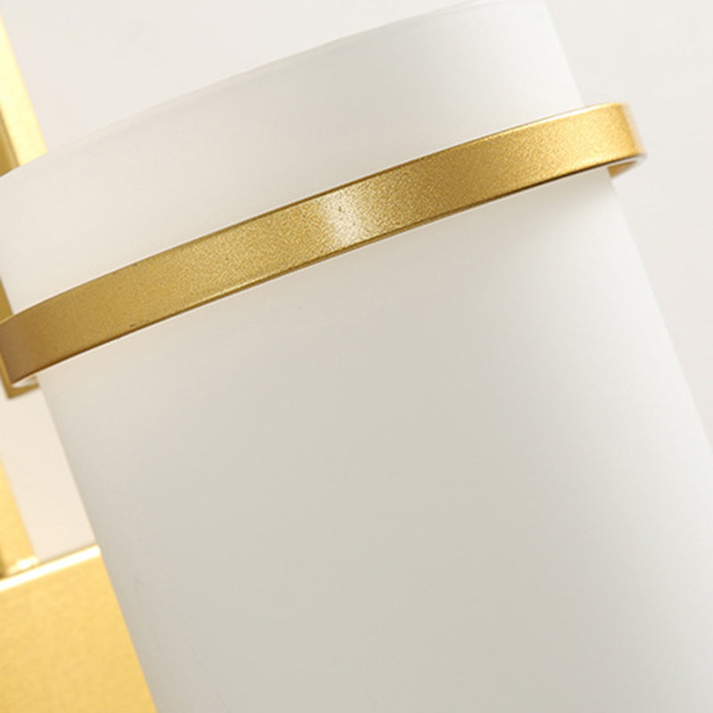 1 Light Cylinder Wall Light Fixture Modern Glass in Gold/White
