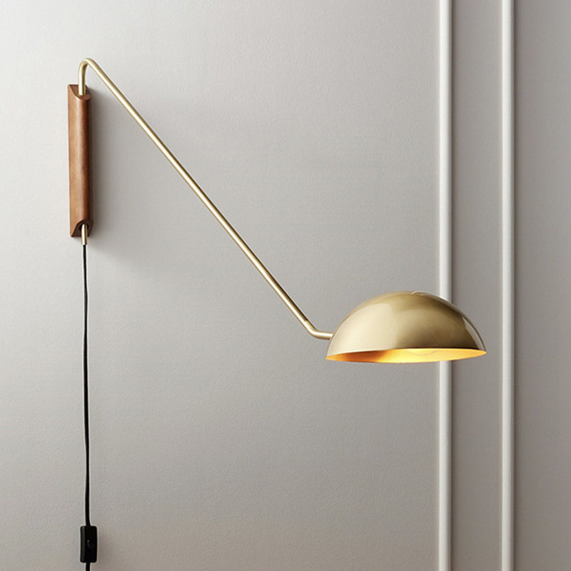 1 Light Dome Wall Light Fixture Simplicity Metal for Bedroom