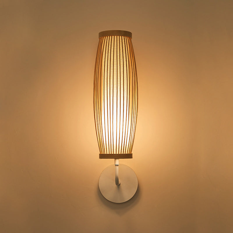 1 Light Geometric Wall Light Sconces Contemporary Bamboo for Bedroom